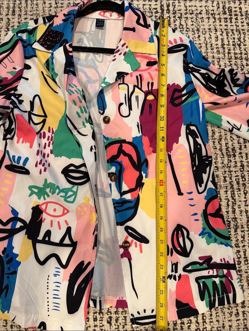 Multicolor Abstract Print Button-Front Jacket - Picture 3 of 12